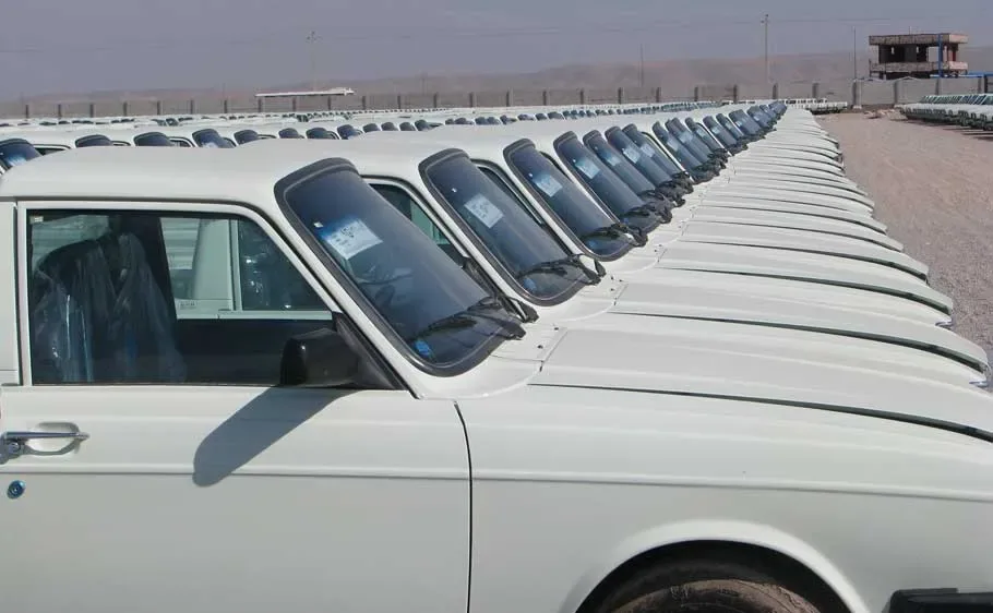 Peykan cars waiting to be shipped