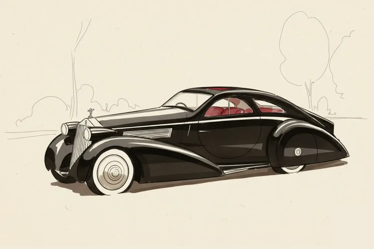 Rolls-Royce Phantom I Jonckheere Aerodynamic Coupe shows how early designers experimented with smooth, flowing shapes to cut through the air long before wind tunnels became standard.