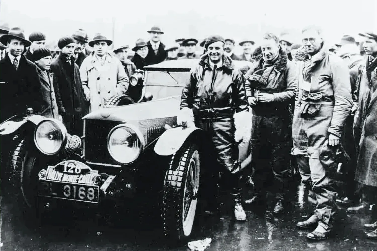 Donald Healey at Monte Carlo Rally finish line, 1931
