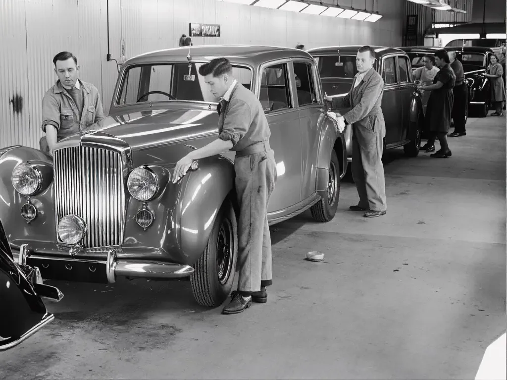 Bentleys outside Crewe factory
